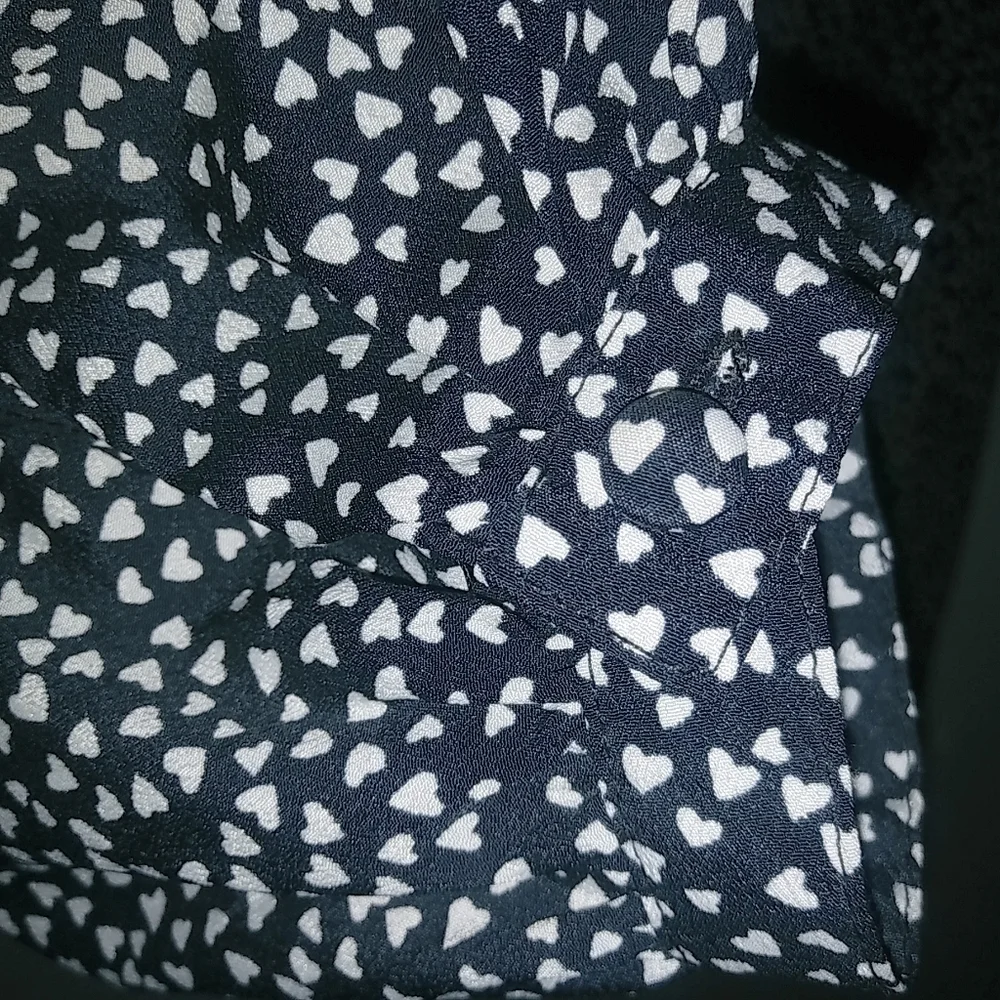 Candies M Hearts All Over Print Fairygoth Black Long Sleeved Feminine Top
